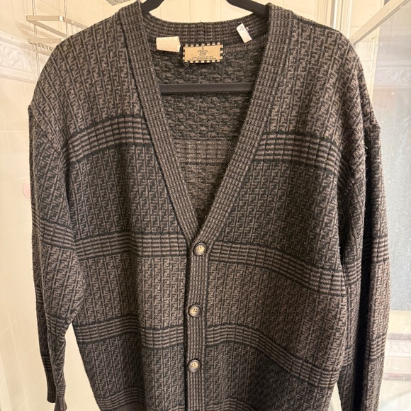 Fendi FF Gray and Black Cardigan , Size XL - Picture 1 of 6